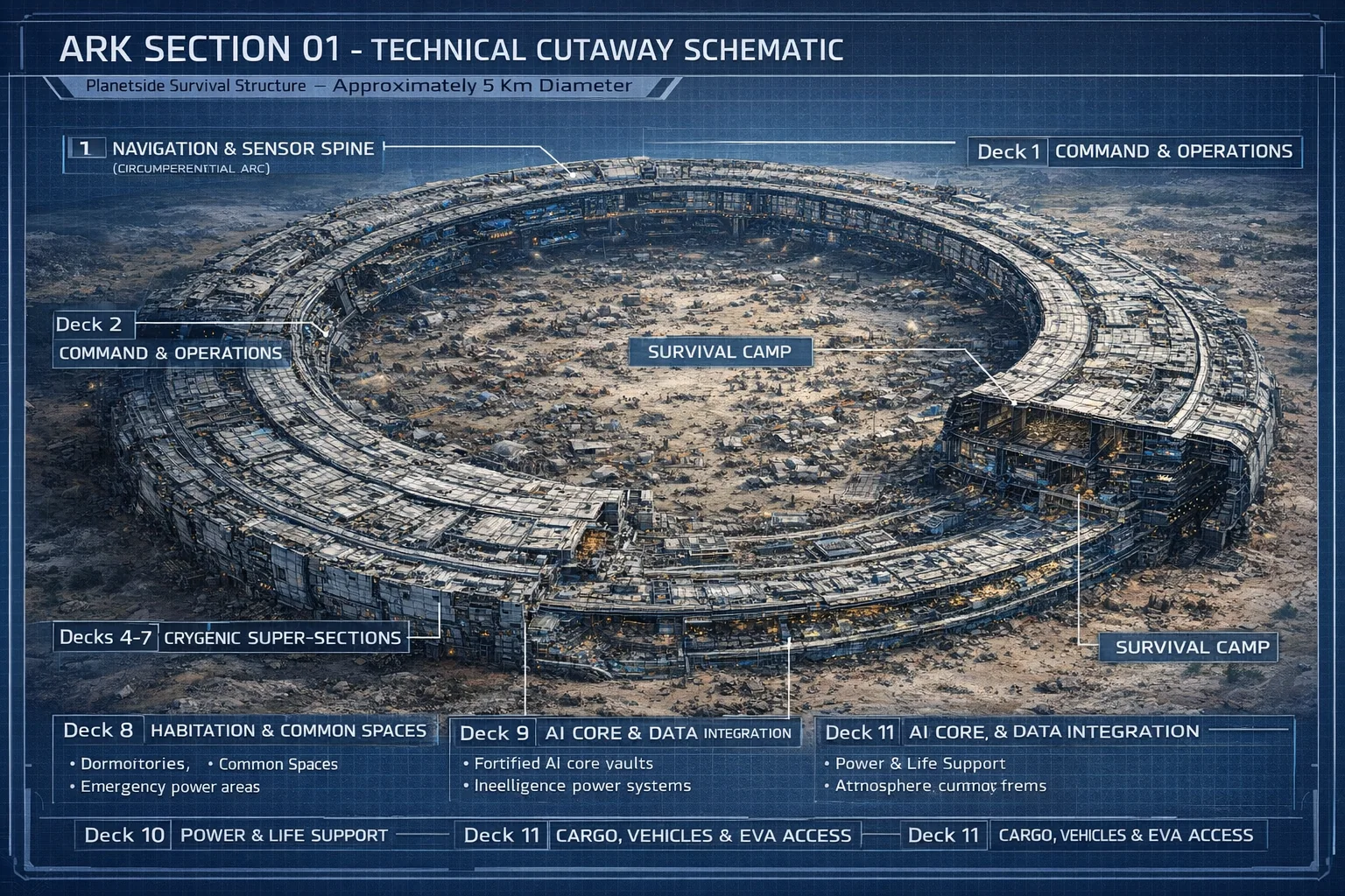 Cutaway schematic of the Ark