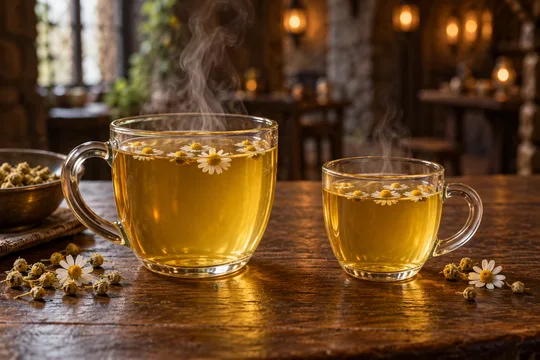 Herbal tea: regular-size serving on the left and child-size serving on the right