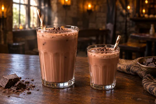 Chocolate Milk: regular-size serving on the left and child-size serving on the right