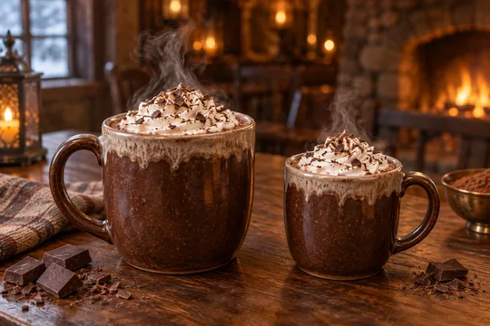 Classic Hot Chocolate: regular-size serving on the left and child-size serving on the right