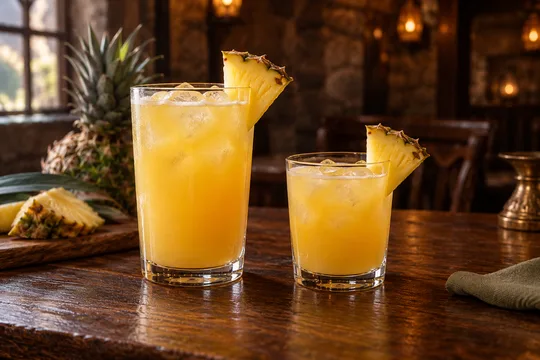 Pineapple Juice: regular-size serving on the left and child-size serving on the right