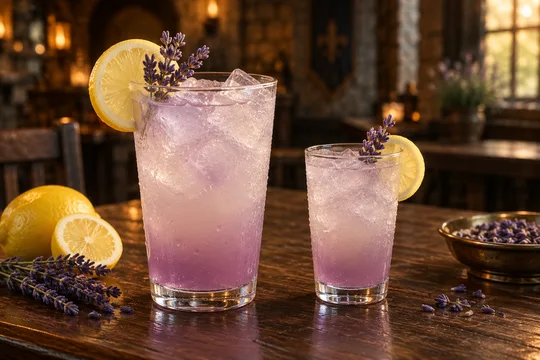 Lavender Lemonade: regular-size serving on the left and child-size serving on the right