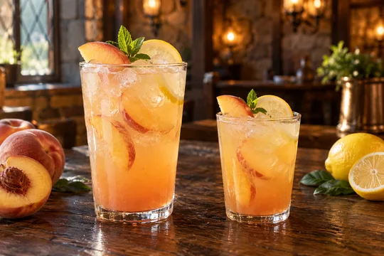 Peach Lemonade: regular-size serving on the left and child-size serving on the right
