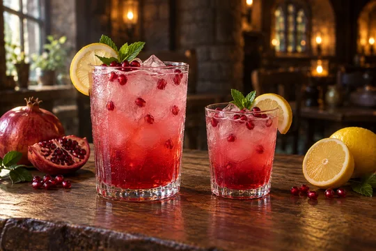 Pomegranate Lemonade: regular-size serving on the left and child-size serving on the right