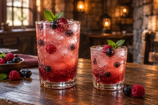 Berry Sparkling Water: regular-size serving on the left and child-size serving on the right