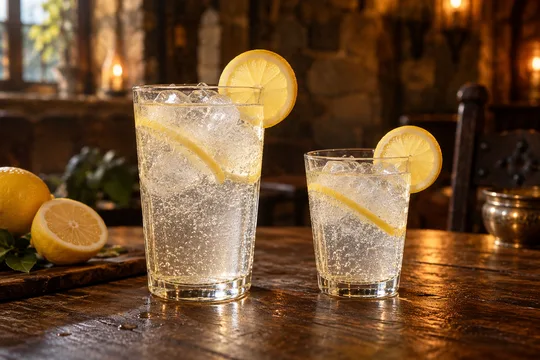 Lemon Sparkling Water: regular-size serving on the left and child-size serving on the right