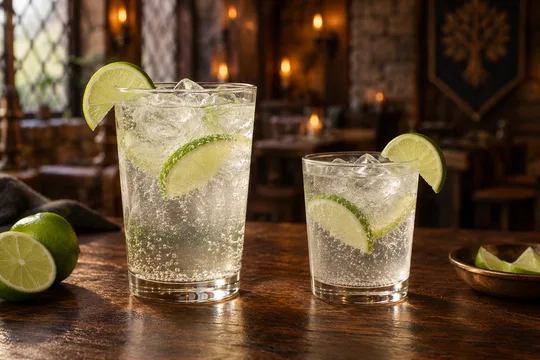 Lime Sparkling Water: regular-size serving on the left and child-size serving on the right
