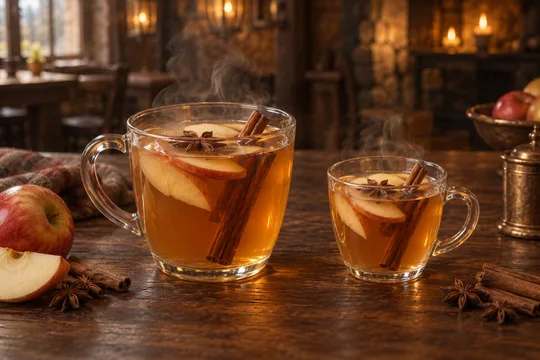 Apple & Cinnamon Herbal Tea: regular-size serving on the left and child-size serving on the right