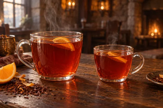 Orange & Rooibos Herbal Tea: regular-size serving on the left and child-size serving on the right