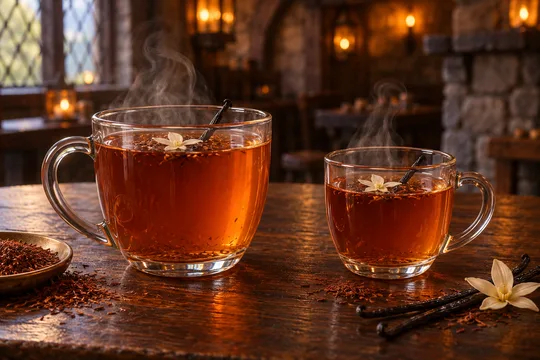 Vanilla & Honeybush Herbal Tea: regular-size serving on the left and child-size serving on the right