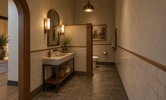 Staff-Only Bathroom concept: Entrance-side perspective