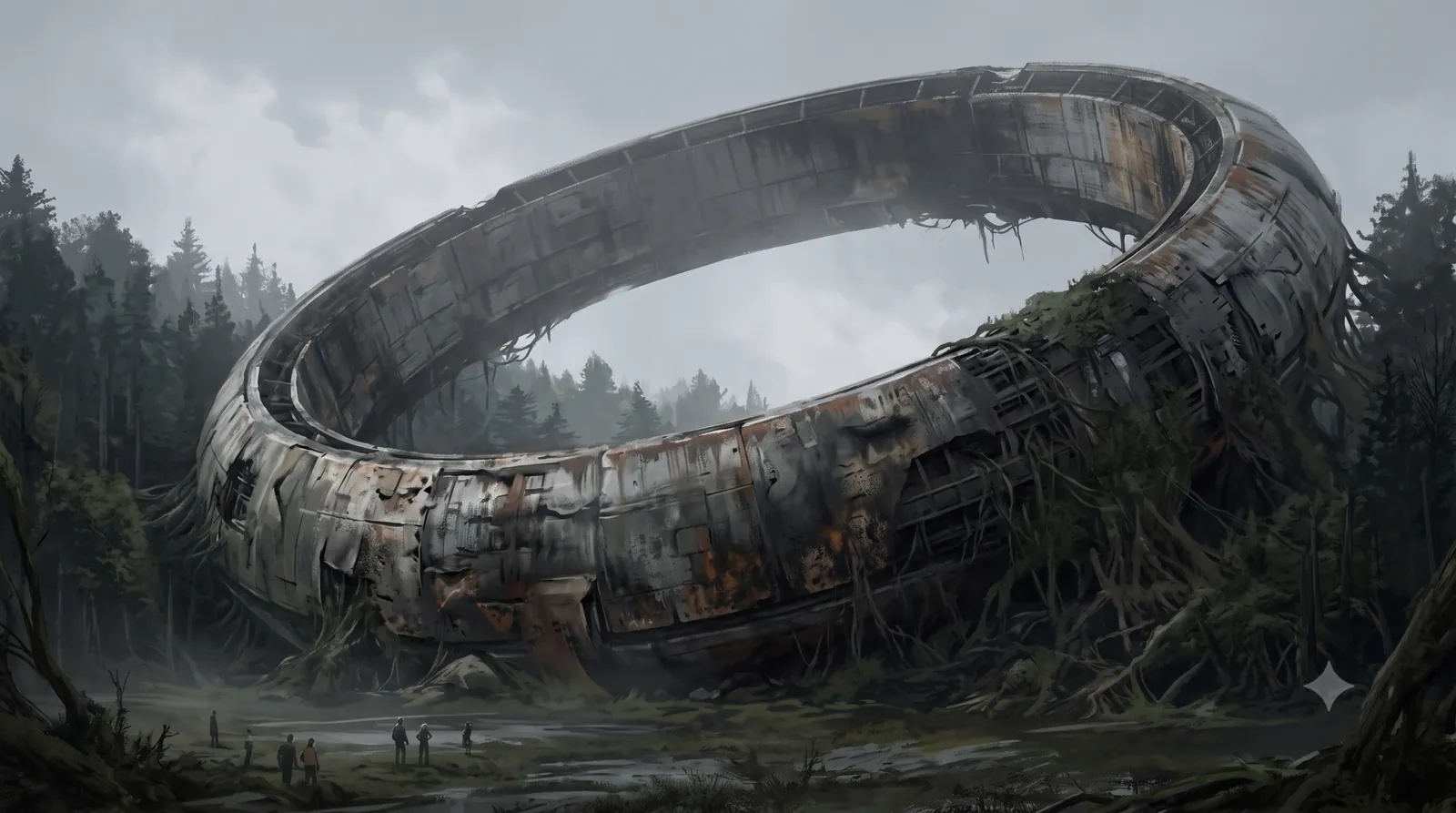 The grounded ark, seen from the treeline